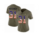 Women Nike Philadelphia Eagles #31 Wilbert Montgomery Limited Olive USA Flag 2017 Salute to Service NFL Jersey