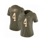 Women Nike Philadelphia Eagles #4 Jake Elliott Limited Olive Gold 2017 Salute to Service NFL Jersey