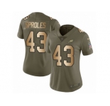 Women Nike Philadelphia Eagles #43 Darren Sproles Limited Olive Gold 2017 Salute to Service NFL Jersey