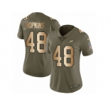 Women Nike Philadelphia Eagles #48 Wes Hopkins Limited Olive Gold 2017 Salute to Service NFL Jersey