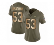 Women Nike Philadelphia Eagles #53 Nigel Bradham Limited Olive Gold 2017 Salute to Service NFL Jersey