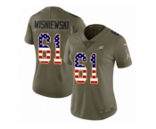 Women Nike Philadelphia Eagles #61 Stefen Wisniewski Limited Olive USA Flag 2017 Salute to Service NFL Jersey