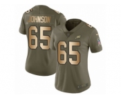 Women Nike Philadelphia Eagles #65 Lane Johnson Limited Olive Gold 2017 Salute to Service NFL Jersey