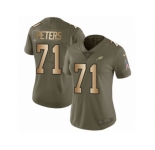 Women Nike Philadelphia Eagles #71 Jason Peters Limited Olive Gold 2017 Salute to Service NFL Jersey