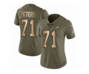 Women Nike Philadelphia Eagles #71 Jason Peters Limited Olive Gold 2017 Salute to Service NFL Jersey