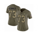 Women Nike Philadelphia Eagles #73 Isaac Seumalo Limited Olive Camo 2017 Salute to Service NFL Jersey