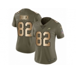 Women Nike Philadelphia Eagles #82 Mike Quick Limited Olive Gold 2017 Salute to Service NFL Jersey