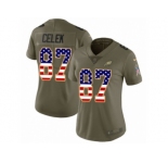 Women Nike Philadelphia Eagles #87 Brent Celek Limited Olive USA Flag 2017 Salute to Service NFL Jersey
