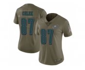 Women Nike Philadelphia Eagles #87 Brent Celek Olive Stitched NFL Limited 2017 Salute to Service Jersey