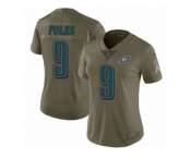 Women Nike Philadelphia Eagles #9 Nick Foles Limited Olive 2017 Salute to Service NFL Jersey