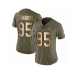 Women Nike Philadelphia Eagles #95 Mychal Kendricks Limited Olive Gold 2017 Salute to Service NFL Jersey