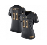 Women's Nike Philadelphia Eagles #11 Carson Wentz Limited Black Gold Salute to Service NFL Jersey