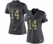 Women's Nike Philadelphia Eagles #14 Mike Wallace Limited Black 2016 Salute to Service NFL Jersey
