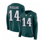 Women's Nike Philadelphia Eagles #14 Mike Wallace Limited Green Therma Long Sleeve NFL Jersey