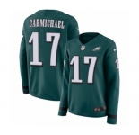 Women's Nike Philadelphia Eagles #17 Harold Carmichael Limited Green Therma Long Sleeve NFL Jersey