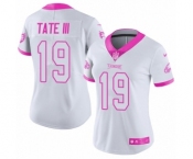 Women's Nike Philadelphia Eagles #19 Golden Tate III Limited White Pink Rush Fashion NFL Jersey
