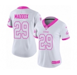 Women's Nike Philadelphia Eagles #29 Avonte Maddox Limited White Pink Rush Fashion NFL Jersey