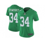 Women's Nike Philadelphia Eagles #34 Donnel Pumphrey Limited Green Rush NFL Jersey