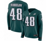 Women's Nike Philadelphia Eagles #48 Paul Worrilow Limited Green Therma Long Sleeve NFL Jersey