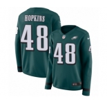 Women's Nike Philadelphia Eagles #48 Wes Hopkins Limited Green Therma Long Sleeve NFL Jersey