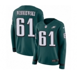 Women's Nike Philadelphia Eagles #61 Stefen Wisniewski Limited Green Therma Long Sleeve NFL Jersey