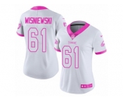 Women's Nike Philadelphia Eagles #61 Stefen Wisniewski Limited White-Pink Rush Fashion NFL Jersey