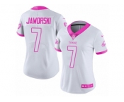 Women's Nike Philadelphia Eagles #7 Ron Jaworski Limited White-Pink Rush Fashion NFL Jersey