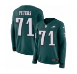 Women's Nike Philadelphia Eagles #71 Jason Peters Limited Green Therma Long Sleeve NFL Jersey
