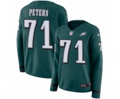 Women's Nike Philadelphia Eagles #71 Jason Peters Limited Green Therma Long Sleeve NFL Jersey