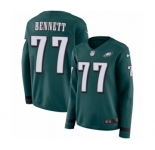 Women's Nike Philadelphia Eagles #77 Michael Bennett Limited Green Therma Long Sleeve NFL Jersey