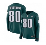 Women's Nike Philadelphia Eagles #80 Jordan Matthews Limited Green Therma Long Sleeve NFL Jersey