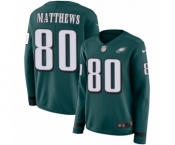 Women's Nike Philadelphia Eagles #80 Jordan Matthews Limited Green Therma Long Sleeve NFL Jersey
