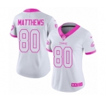 Women's Nike Philadelphia Eagles #80 Jordan Matthews Limited White Pink Rush Fashion NFL Jersey