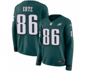 Women's Nike Philadelphia Eagles #86 Zach Ertz Limited Green Therma Long Sleeve NFL Jersey