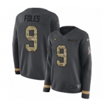 Women's Nike Philadelphia Eagles #9 Nick Foles Limited Black Salute to Service Therma Long Sleeve NFL Jersey