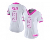 Women's Nike Philadelphia Eagles #9 Nick Foles Limited White Pink Rush Fashion NFL Jersey