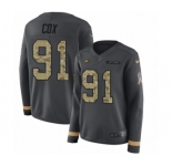 Women's Nike Philadelphia Eagles #91 Fletcher Cox Limited Black Salute to Service Therma Long Sleeve NFL Jersey