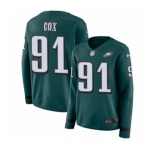 Women's Nike Philadelphia Eagles #91 Fletcher Cox Limited Green Therma Long Sleeve NFL Jersey