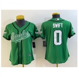 Women's Philadelphia Eagles #0 D’andre Swift Green Cool Base Stitched Baseball Jersey