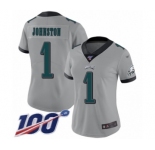 Women's Philadelphia Eagles #1 Cameron Johnston Limited Silver Inverted Legend 100th Season Football Jersey