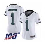 Women's Philadelphia Eagles #1 Cameron Johnston White Vapor Untouchable Limited Player 100th Season Football Jersey