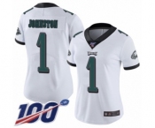 Women's Philadelphia Eagles #1 Cameron Johnston White Vapor Untouchable Limited Player 100th Season Football Jersey
