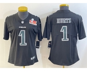 Women's Philadelphia Eagles #1 Jalen Hurts Black 2025 Super Bowl LIX Patch Fashion Vapor Untouchable Limited Football Stitched Jersey