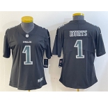 Women's Philadelphia Eagles #1 Jalen Hurts Black Fashion Vapor Untouchable Limited Football Stitched Jersey