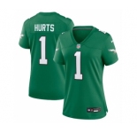 Women's Philadelphia Eagles #1 Jalen Hurts Kelly Green Game Stitched Jersey(Run Small)
