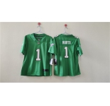Women's Philadelphia Eagles #1 Jalen Hurts Kelly Green Vapor Stitched Jersey