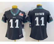 Women's Philadelphia Eagles #11 A. J. Brown Black 2025 Super Bowl LIX Patch Vapor Untouchable Limited Stitched Football Jersey
