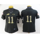 Women's Philadelphia Eagles #11 A. J. Brown Black Salute To Service Stitched Football Jersey