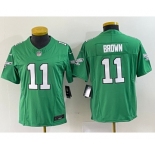 Women's Philadelphia Eagles #11 A. J. Brown Green 2023 F.U.S.E. Stitched Football Jersey(Run Small)