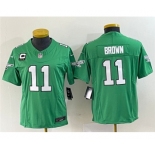 Women's Philadelphia Eagles #11 A. J. Brown Green 2023 F.U.S.E. With C Patch Stitched Football Jersey(Run Small)